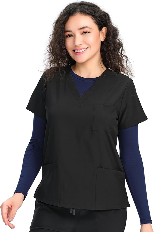 COZYFIT 3 Pack Scrub Undershirts Long Sleeve Women - Underscrub Comfort Tee