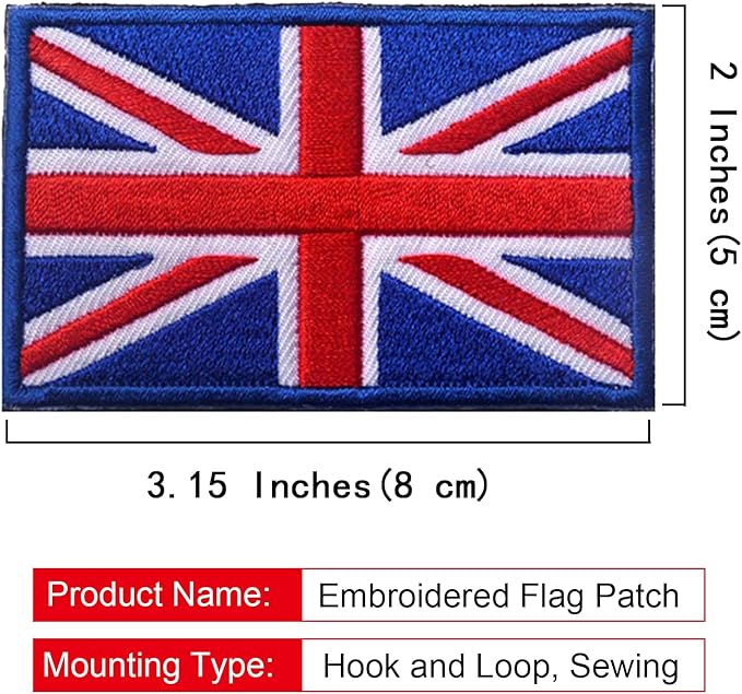 EmWoot 2PCS UK United Kingdom Flag Patch Embroidered Morale Patch Military Tactical Patches Hook and Loop