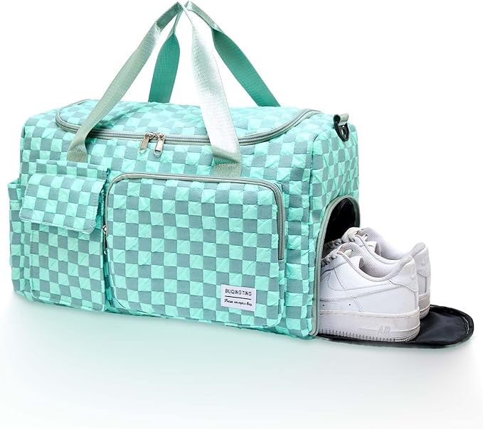 Small Gym Bag for Women, Travel Duffle Bag Carry On Weekender Bag with Shoe Compartment