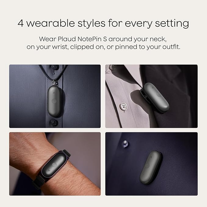 Plaud NotePin S AI Voice Recorder, Wearable AI Notetaker, AI Transcribe & Summarize, Support 112 Languages, 64GB Memory, Audio Recorder for Meetings Interviews with 4 Accessories