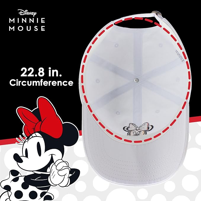 Disney Minnie Mouse Dad Hat, Cotton Adjustable Baseball Cap with Curved Brim