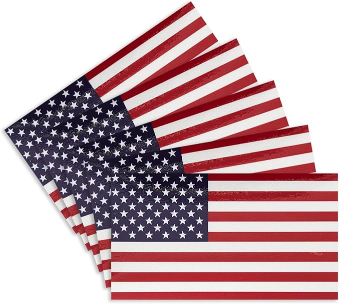 CANTENDO 5Pcs U.S.A Flag Decal Sticker - American Flags Reflective Vinyl Car Stickers - for Car Window Bumper Waterproof Sticker (2.5 x 4.5 Inch)