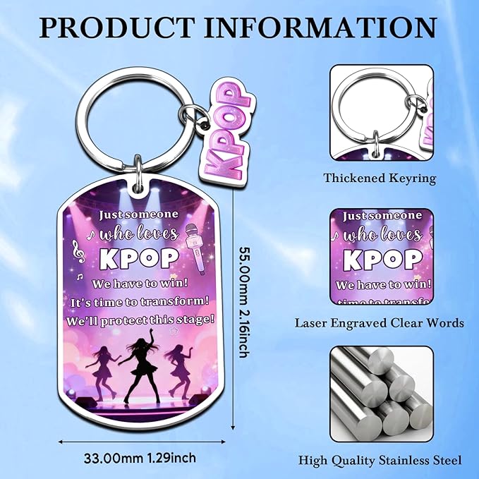 Kpop Keychain Kpop Gifts for Girls K-Pop Merch K-Pop Accessories for Girl Valentines Day Birthday Gifts for Daughter Music Lovers Korean Music Fan Stuff Stocking Stuffer School Supplies for Teen Girls