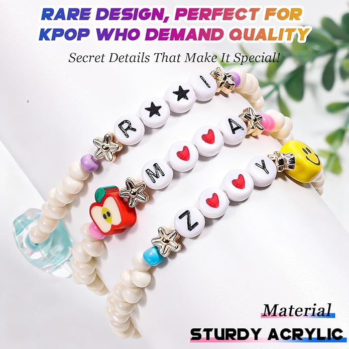 AICase for Korea-Pop Merch Gifts Toys Inspired Bracelets 3 Pcs Stackable Stretch Friendship Beaded Bracelets for Unique Merchandise Jewelry Gifts for Fans Women Men Stocking Stuffers_Crystal