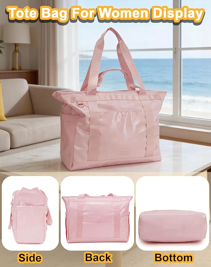 Tote Bag for Women, Lightweight Beach Bag with Laptop Pocket for Teacher Nurse, Travel Shoulder Handbag for College