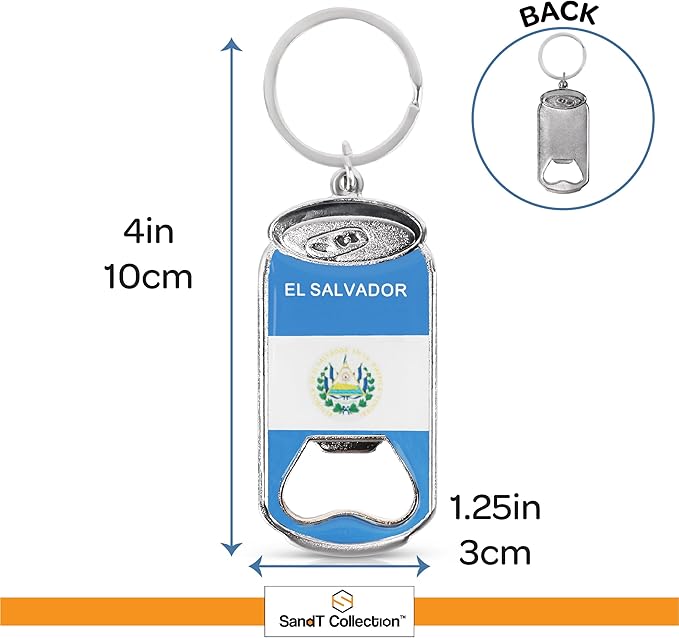 SandT Collection El Salvador - Beer Bottle Opener Keychain- Set of 3 Cans