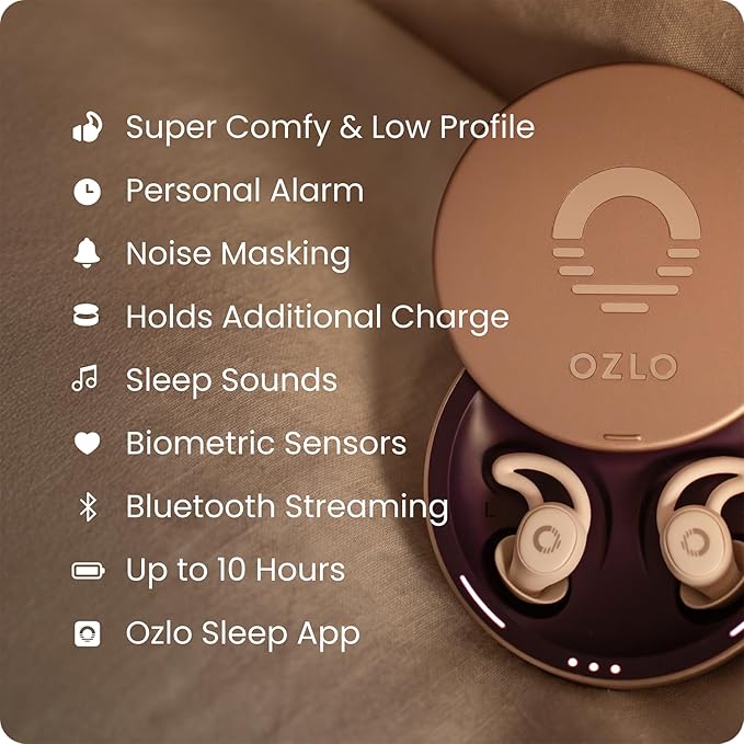 Ozlo Sleepbuds® | Comfortable Side Sleeper Headphones | Up to 10 Hours of Bluetooth LE Streaming | Science-Backed Sleep Sounds | Snore Blocking Comfortable Earbuds