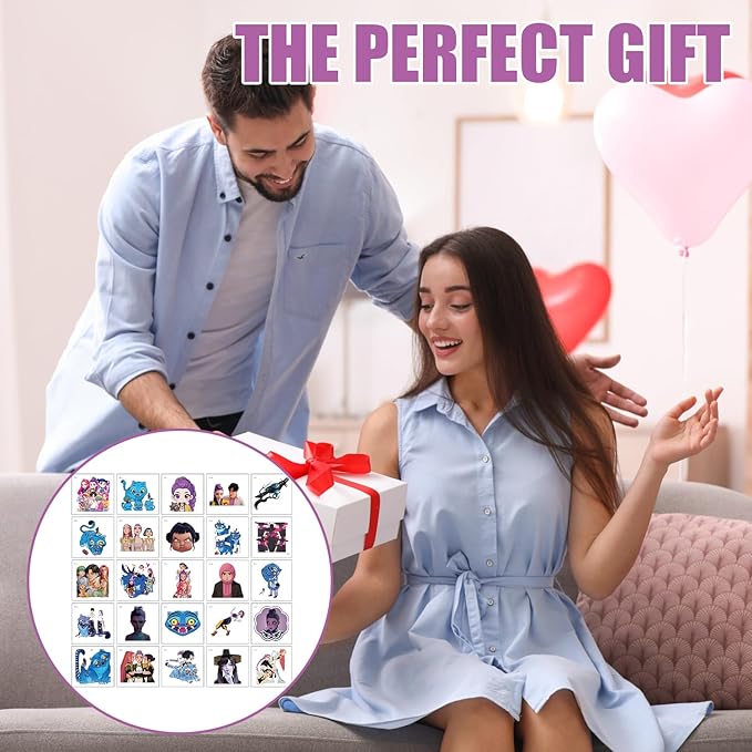 50Pcs Sheets Kpop Demon Temporary Tattoos for Kids, Cartoon Kpop Hunters Birthday Party Favors Gifts for Girl Boys Home Activity Class Prizes Carnival Christmas Rewards