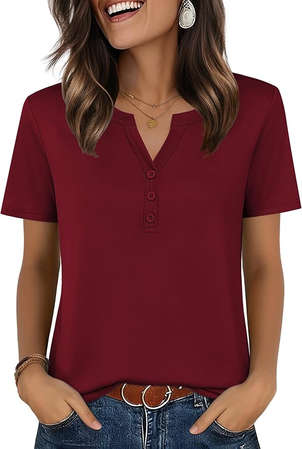 Zeagoo Womens Summer Tops V Neck Short Sleeve Shirts Dressy Casual Blouse Spring Vacation Tshirts Clothes