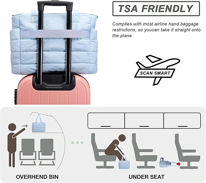 AOCINA Puffer Tote Bag for Women Quilted Work Bag Nurse Bags Women's Shoulder Handbags for Travel Gym Gifts Laptop Purse