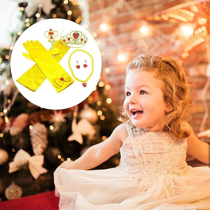 Orgrimmar Princess Dress Up Accessories Gloves Tiara Crown Wand Necklaces Presents for Kids Girls
