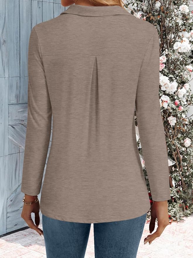 3/4 Length Sleeve Womens Tops Dressy Casual V Neck Polo Shirts Business Work Blouses 2025 Trendy Tunic Top
