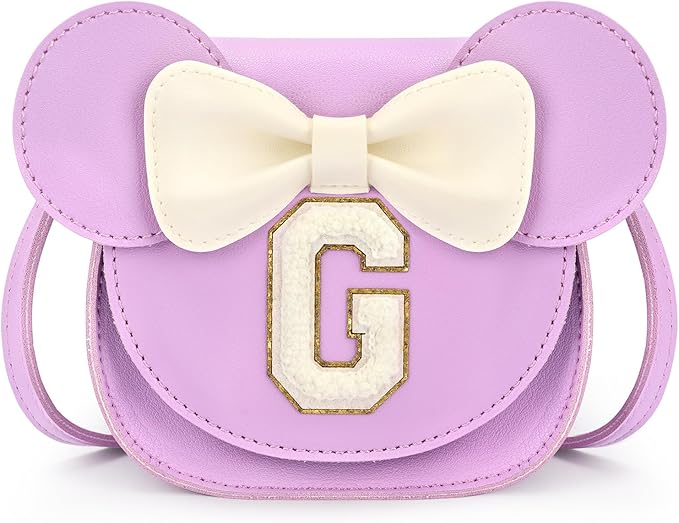 mibasies Toddler Purse Girl Gifts: Girls Birthday Gifts for 3-8 - Toys for Ages 2-4 Girls Mouse Ears Purse, Purple, Letter G