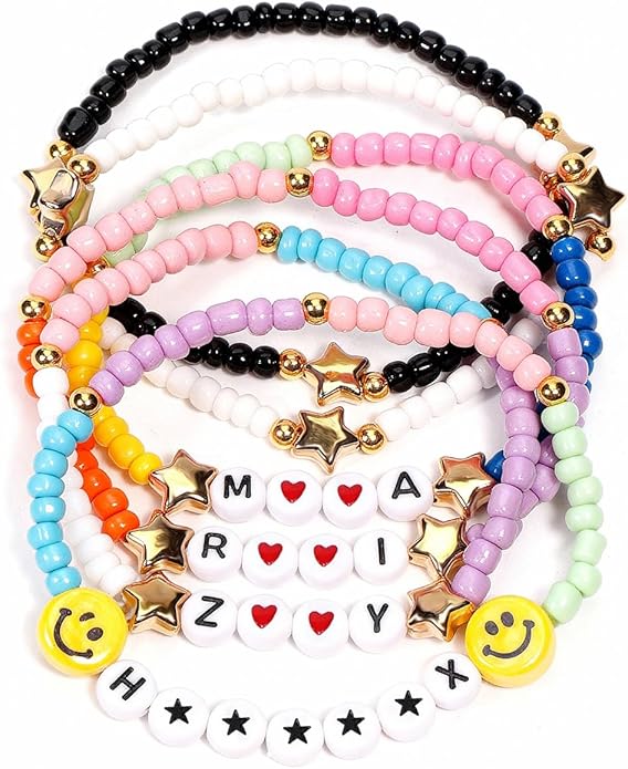 AICase for Korea-Pop Merch Gifts Toys Golden Inspired Bracelets 5 Pcs Stackable Stretch Flower Beaded Bracelets Costume Outfit Merchandise Jewelry Gifts for Fans Christmas Stocking_3110