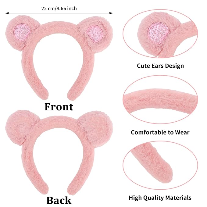 Araluky Mouse Ears Headband 3 Pcs Skincare Headbands Cute Bear Ears Headwear