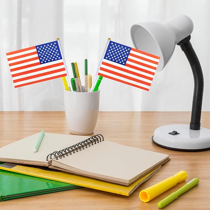 Small American Flags on Stick,12 Pack Mini Hand Held USA American Flag for Outside Parades Patriotic Holiday 4th of July Decorations