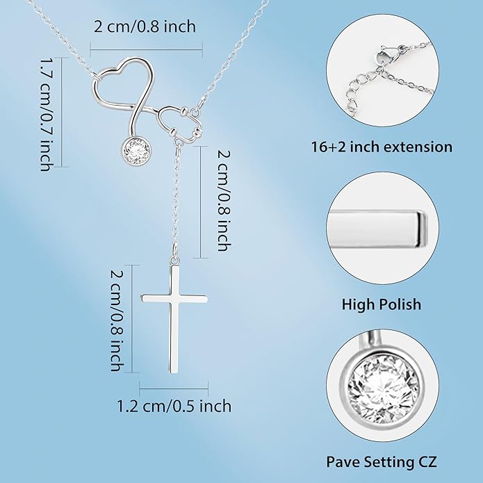 SmileBelle Nurse Gifts for Women, Nurse Necklace as Nursing Appreciation Practitioner Gifts for Nurses Female, Nursing School Stainless Steel Medical Assistant as Accessories for Work Woman New Nurses