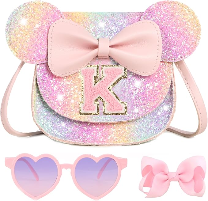 PRLINJSK Toddler Purse for Girls Birthday Gift, Little Girls Purse Kids Wallet Mouse Crossbody Bag Gift Set