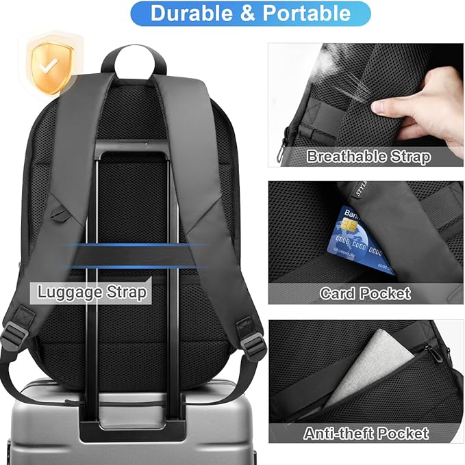 hk Business Backpack for Men 17 Inch,Slim & Expandable Waterproof Travel Laptop Backpack with USB Charging,Anti-Theft Lightweight Large Work Computer Bag,College Laptop Backpacks Gifts for Men Women
