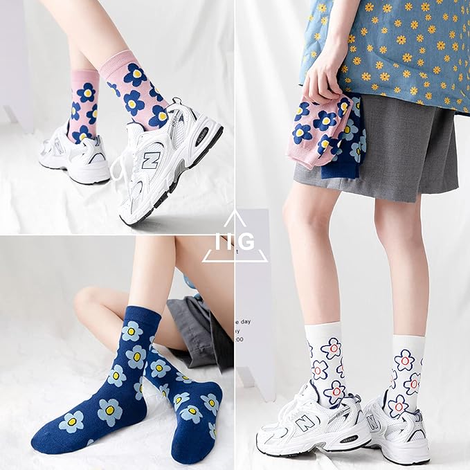 IIG 3-6 Pairs Womens Cute Animal Patterned Funny Novelty Cotton Crew Socks