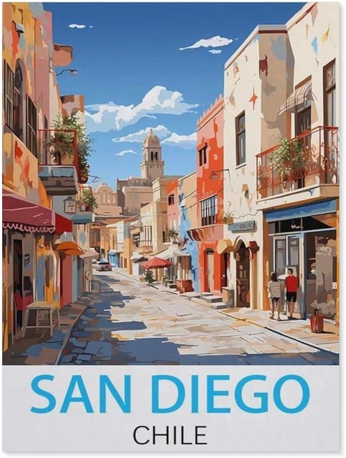 Jigsaw Puzzles for Adults 1000 Piece，San Diego Chile Vintage Travel Posters，Difficult Puzzle Perfect Educational Gift for Boys and Girls（75x50cm）-CI11