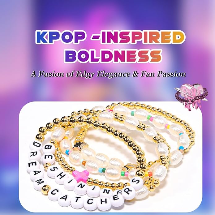 AICase for Korea-Pop Merch Toys Gifts Doll Cosplay Outfit Costume 5 Pcs Stackable Stretch Friendship Beaded K_Pop Bracelets Merchandise Jewelry Gifts for Fans Women Christmas Stocking