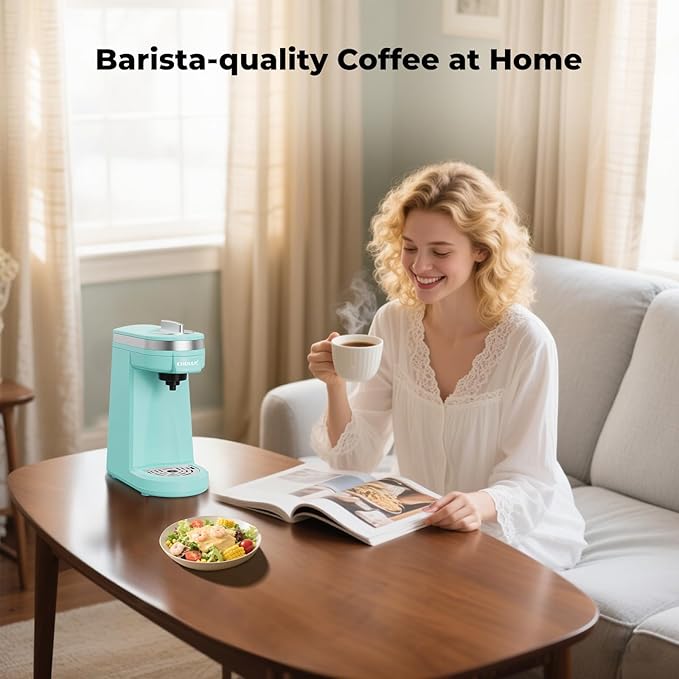 CHULUX Mini Coffee Maker for K Capsule, Single Serve Coffee Maker for One Cup Americano, Lightweight Pod Coffee Machine, Aqua