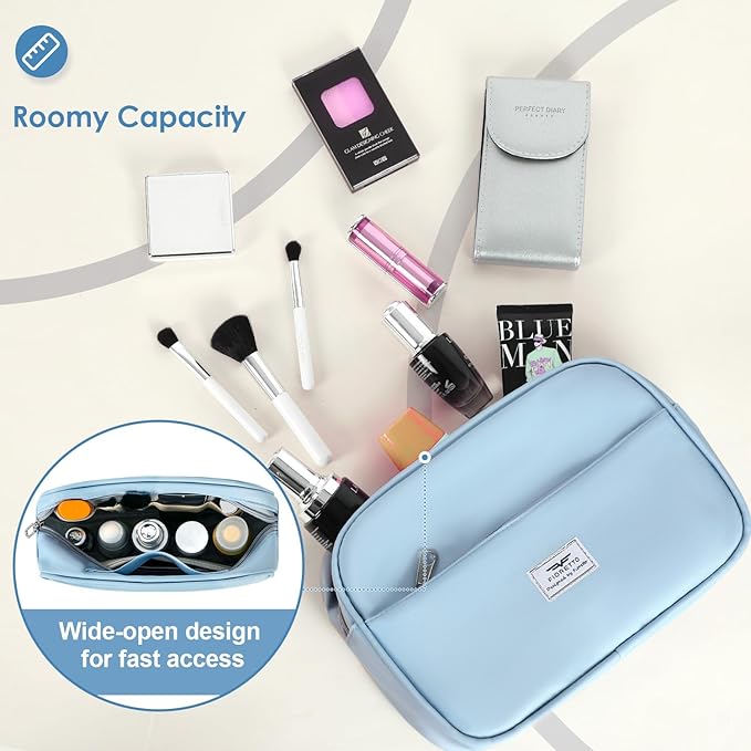 FIORETTO Womens Gym Tote Duffle Bag with Toiletry Bag, Sports Duffel Overnight Hospital Workout Carry on Bag for Girls with Wet Pocket & Shoe Compartment, Ideal for Travel, Swimming, Dance Light Blue
