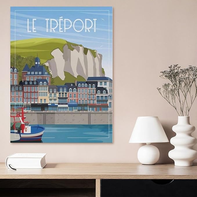 1000 Piece Jigsaw Puzzle，Le Tréport France Vintage Travel Poster，Adults Children Paper Toy Educational Game（38x26cm）-BN25