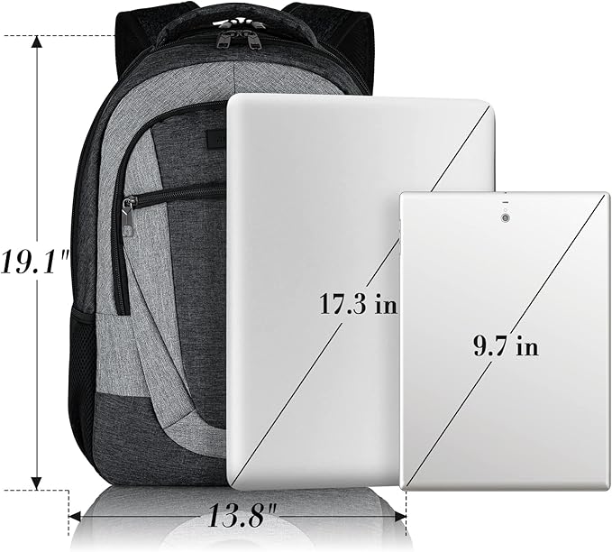 Backpack for Men and Women, Extra Large School Backpacks for Teens, Water Resistant Back Pack with USB Charging Port Fits 17 Inch Laptop, Business Anti Theft Sturdy Computer Bag Gifts, Blackgrey
