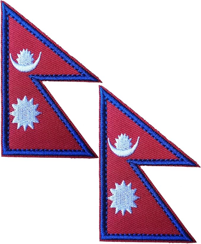 EmWoot 2PCS Nepal Flag Patch Embroidered Morale Patch Military Tactical Patches Hook and Loop