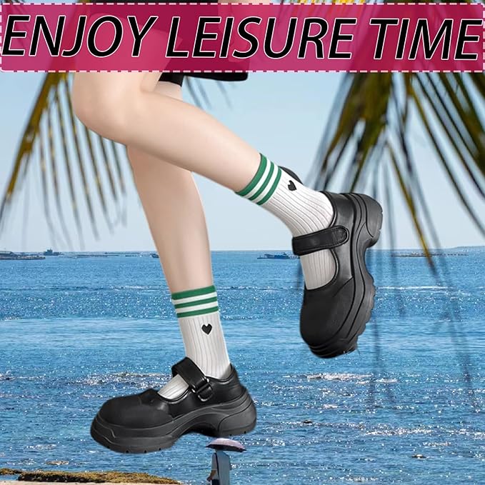 CHUNFO Cute Heart White Red Ankle Women Socks Frilly Fun Bear Pattern Long Crew Novelty Aesthetic Girls Sock 4 & More Pairs
