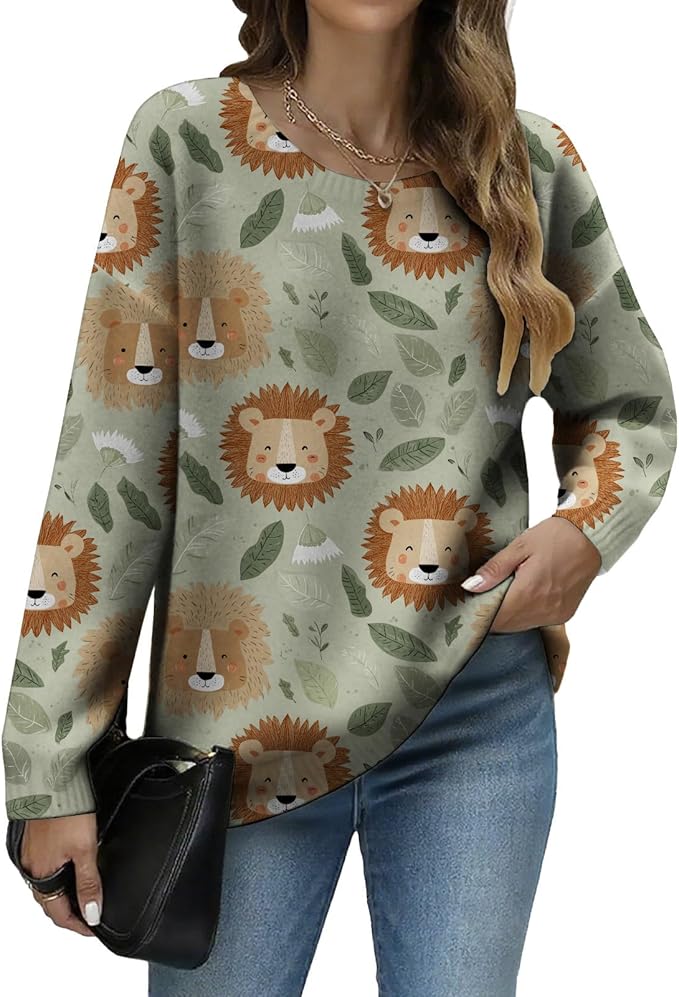 LIZALIG Women's Fall Christmas Snowman Sweater Long Sleeve Crewneck Pullover Festive Holiday Winter Outfit for Parties