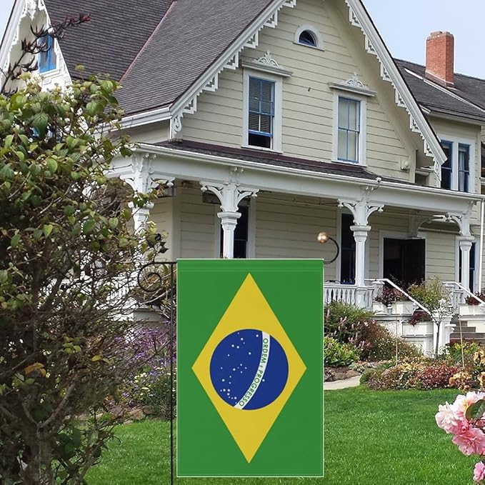 Brazil Flag Brazilian Flag, Small Brazilian Garden Flags for Yard Patio Porch Independence Day Patriotic Festival Outdoor Decorations