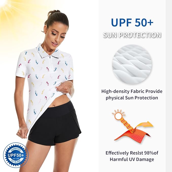 Women's Golf Shirt Short Sleeve Tennis Shirt Quarter Zip Golf Pullover Golf Polo Shirts Argyle Tops