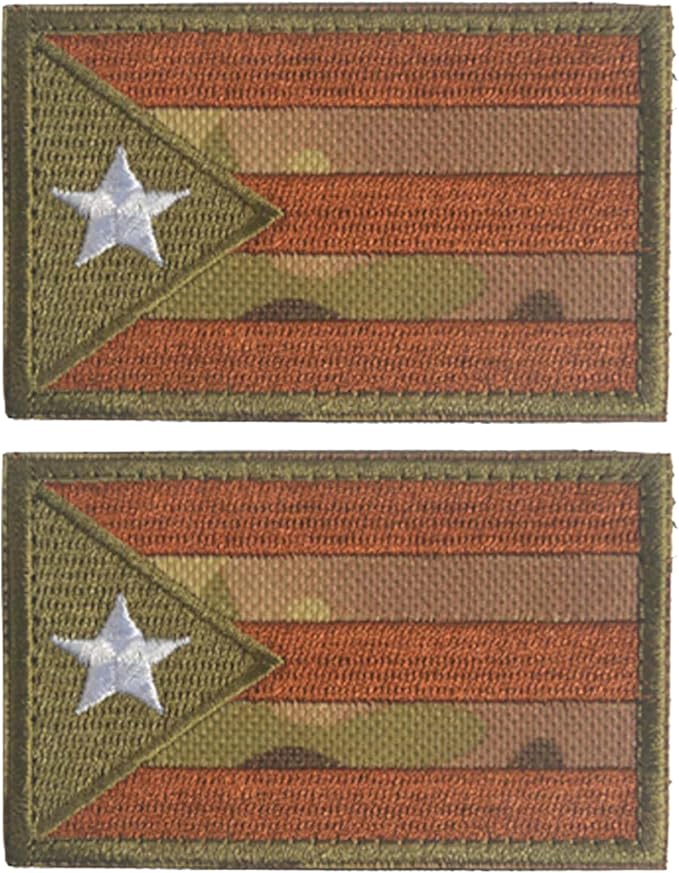EmWoot 2PCS Puerto Rico Flag Patch Embroidered Morale Patch Military Tactical Patches Hook and Loop(CP)