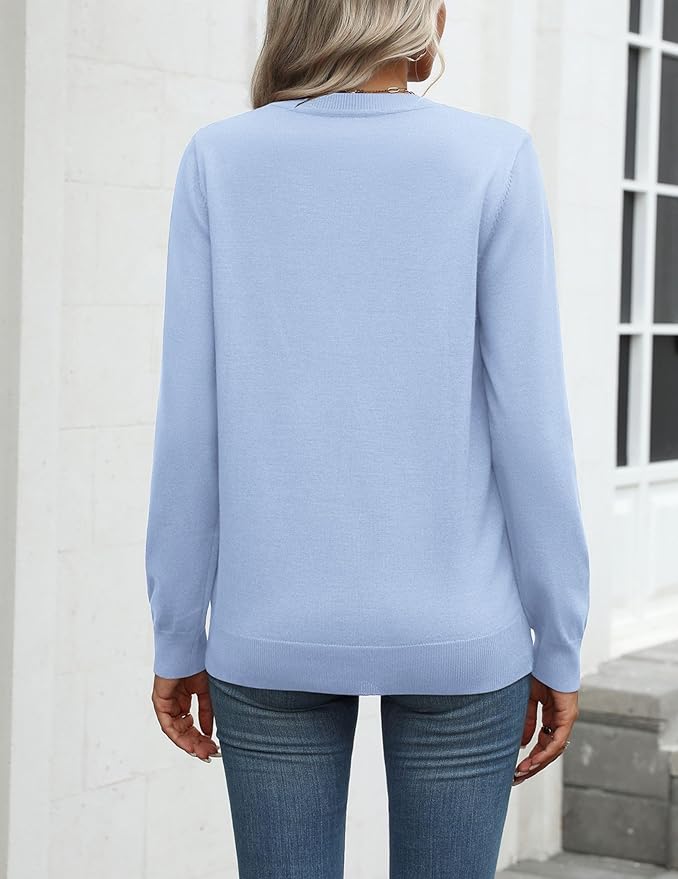 Zeagoo Womens 2026 Fall Sweaters Long Sleeve Tops Classic Crew Neck Pullover Sweaters Loose Dressy Casual Basic Clothes