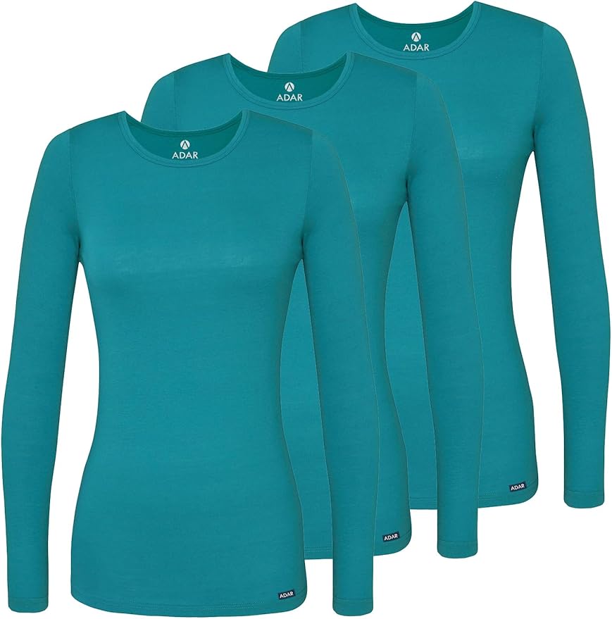 Adar Underscrubs for Women 3 Pack - Long Sleeve Underscrub Comfort Tee