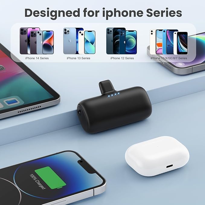 [2-Pack] Mini Portable Charger for iPhone,5200mAh Ultra Compact PD Fast Charging Power Bank,Plug-in Battery Pack Travel Cordless Phone Charger,Compatible with iPhone 14/14Pro/13/12/11/X/8/7/6plus etc
