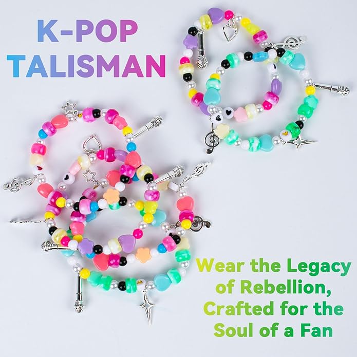 LUOHECAM 6 Pcs Korea-pop Demon Inspired Bracelet Set, Stretchable Friendship Beaded Wristbands Stackable Cosplay Jewelry Merch Gifts for Fans Collection Concert Party Favors