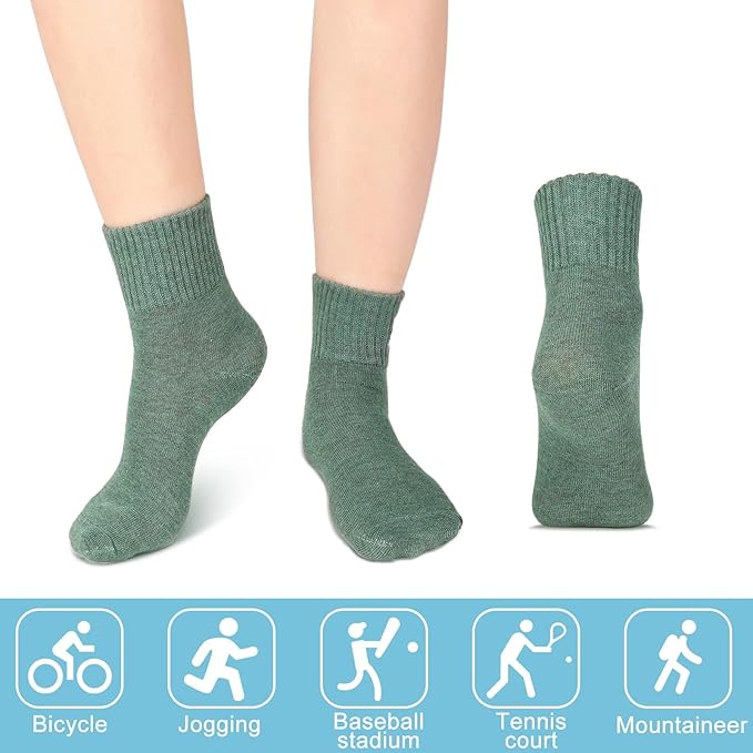 Eurzom 10 Pairs Socks Womens Crew Elastic Ankle Length Cotton Socks Aesthetic Cute Lightweight Low Cut Gifts for Women