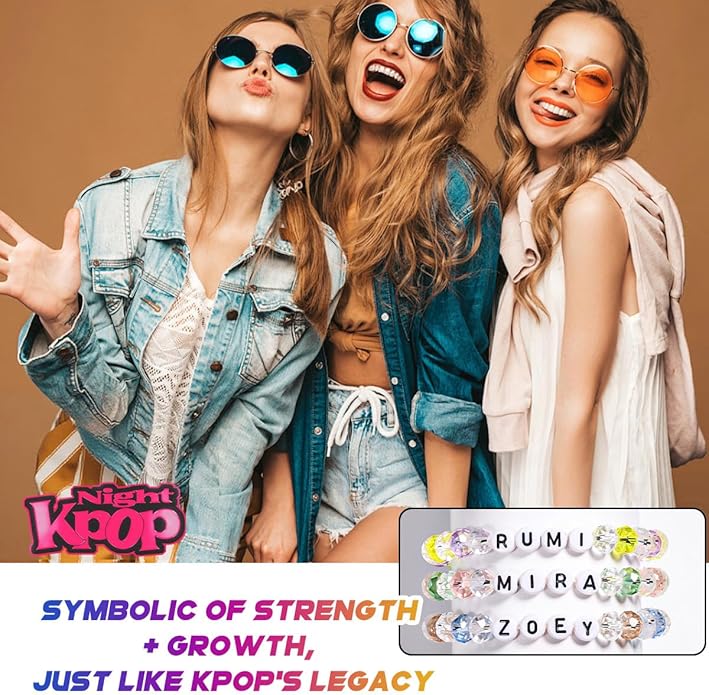 AICase for Korea-Pop Merch Gifts Toys Inspired Bracelets 3 Pcs Stackable Stretch Friendship Beaded Bracelets for Unique Merchandise Jewelry Gifts for Fans Women Men Stocking Stuffers_Crystal