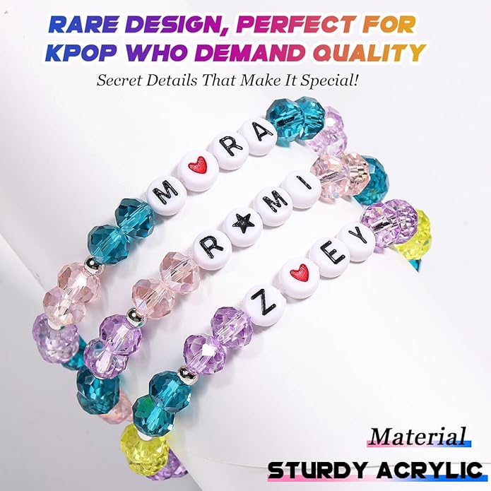 AICase for Korea-Pop Merch Gifts Toys Inspired Bracelets 3 Pcs Stackable Stretch Friendship Beaded Bracelets for Unique Merchandise Jewelry Gifts for Fans Women Men Stocking Stuffers_Crystal
