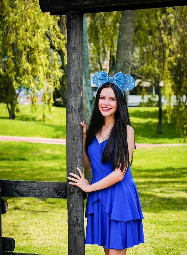 KARETT Sequins Mouse Ears Headband With Glitter Bow Princess Party Decorations For Girls Women