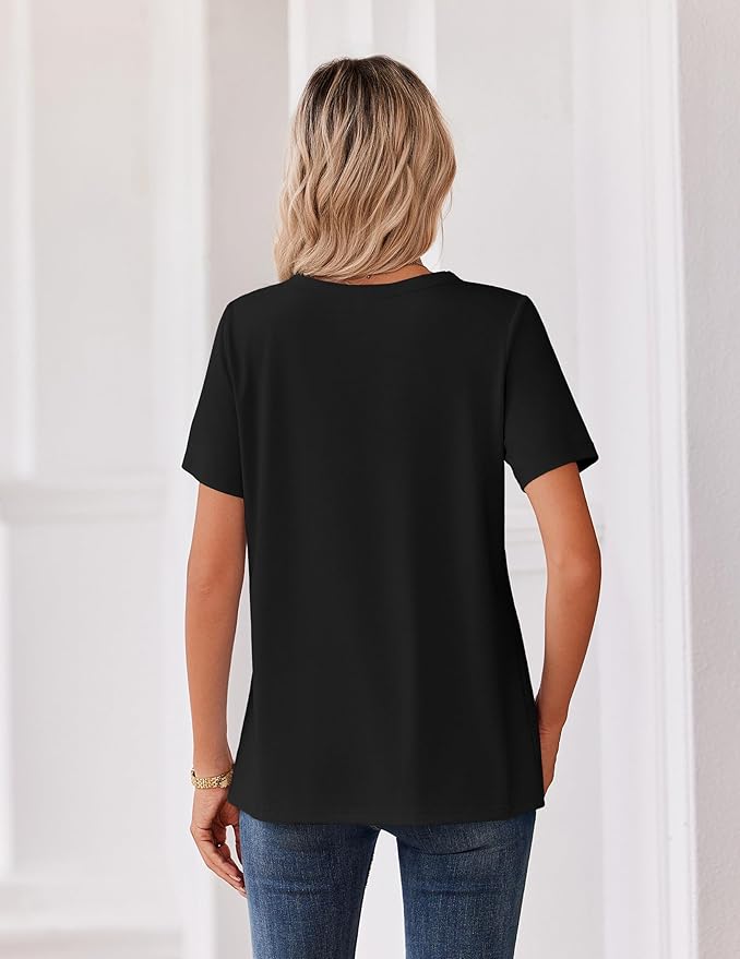 Zeagoo Womens Summer Tops V Neck Short Sleeve Shirts Dressy Casual Blouse Spring Vacation Tshirts Clothes