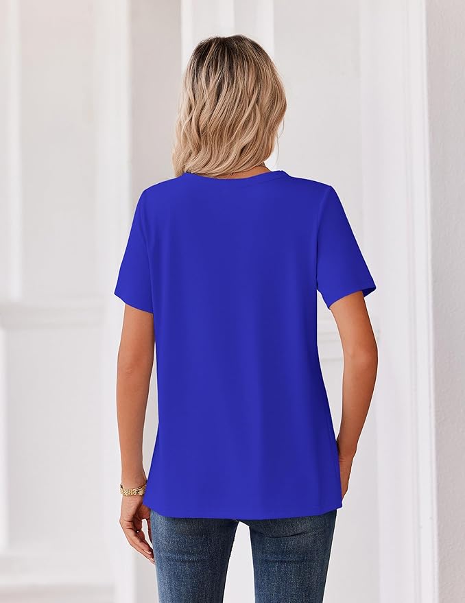 Zeagoo Womens Summer Tops V Neck Short Sleeve Shirts Dressy Casual Blouse Spring Vacation Tshirts Clothes