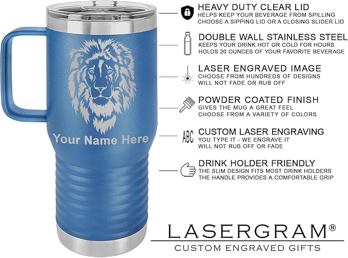 LaserGram 20oz Vacuum Insulated Travel Mug with Handle, CNA Certified Nurse Assistant, Personalized Engraving Included (Dark Blue)