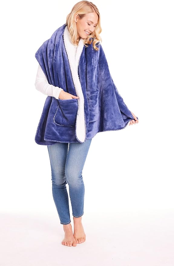 SIGNALS Womens Wearable Throw Blanket Poncho, Blanket Shawl With Pockets