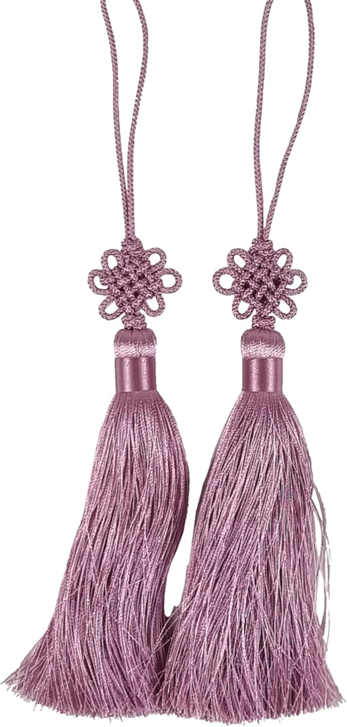 Seoulful Vintage Mini Korean Silk Knot Norigae Set - 2 Pack Traditional Tassel Charms in 7 Colors - Decorative Hanbok Accessories (Pink)