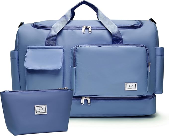 Small Gym Bag for Women, Travel Duffle Bag Carry On Weekender Bag with Shoe Compartment